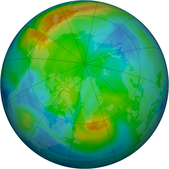 Arctic ozone map for 26 November 1993